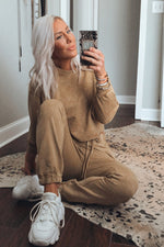 Tan Rhinestone Two Piece Jogger Set - Kendry Collection Boutique
