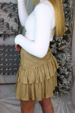 Tan Asymmetrical Smocked Skirt - Shop Kendry Collection Boutique 
