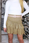 Tan Asymmetrical Smocked Skirt - Shop Kendry Collection Boutique 