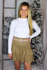 Tan Asymmetrical Smocked Skirt - Shop Kendry Collection Boutique 