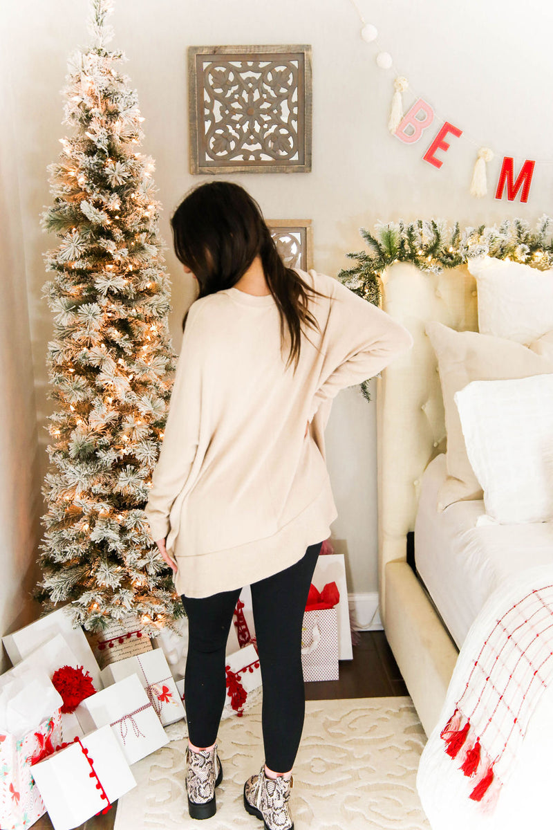 Tan Brushed Knit Oversized Sweater - Shop Kendry Collection Boutique