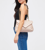 Tan Chevron Quilted Crossbody Purse