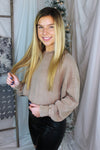 Tan Cropped Mineral Wash Pullover - Shop Kendry Collection Boutique