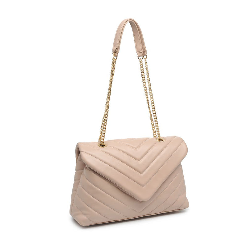 Tan Chevron Quilted Crossbody Purse