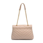 Tan Chevron Quilted Crossbody Purse