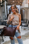 Taupe Silk One Shoulder Tie Blouse - Shop Kendry Collection Boutique