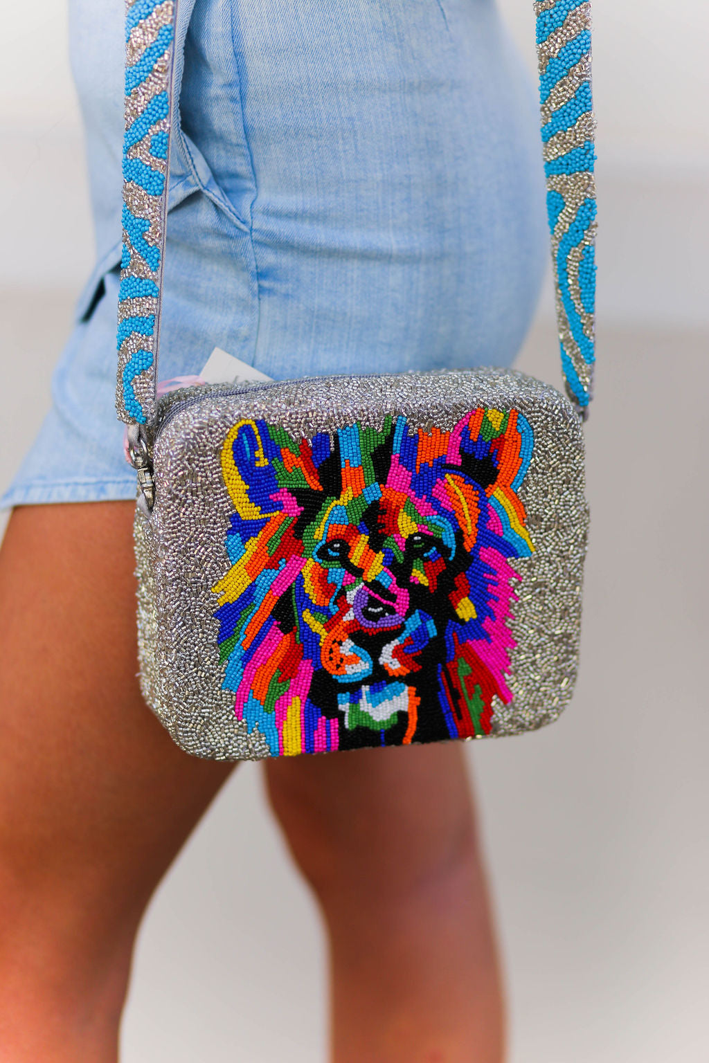 Tiana Beaded Box Purse - Rainbow Tiger - Shop Kendry Boutique