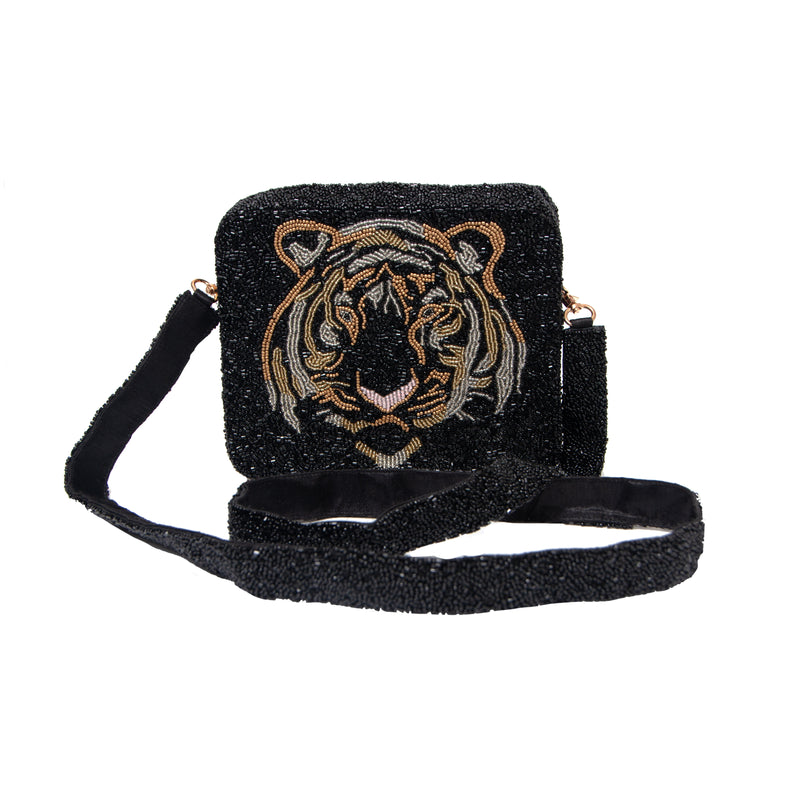 Tiana Designs Beaded Box Purse - Black Tiger - Shop Kendry Boutique