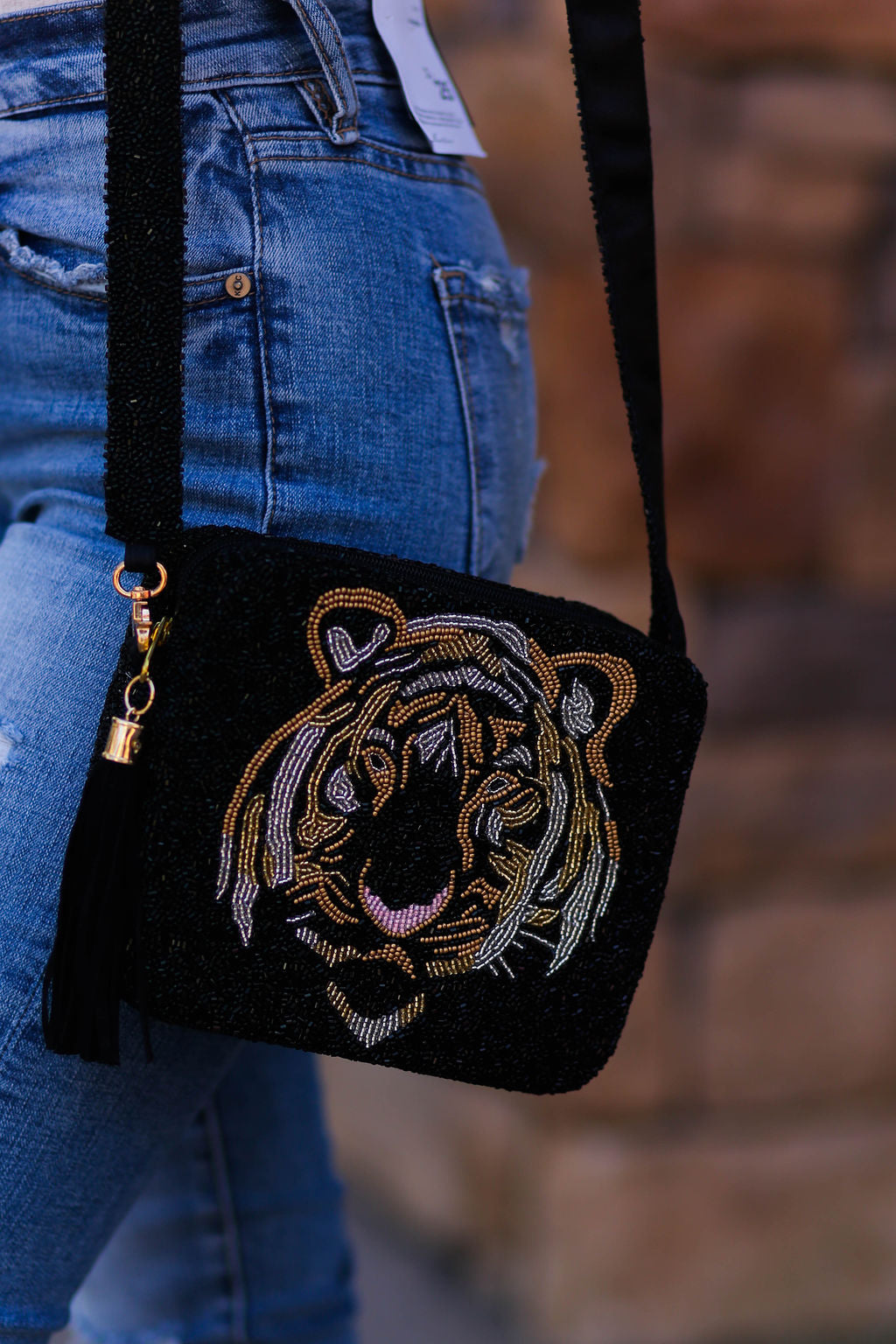 AP STUDIO Tiana Designs ミニポーチ Tiana Designs Beaded Box Purse - Black Tiger - Shop Kendry