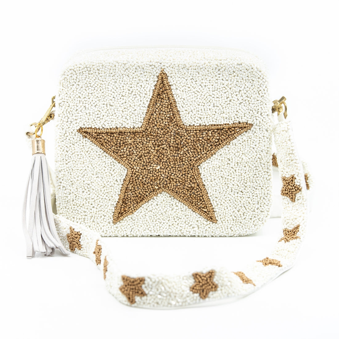 Tiana Designs Beaded Box Purse - Ivory and Gold Star - Shop Kendry Collection Boutique