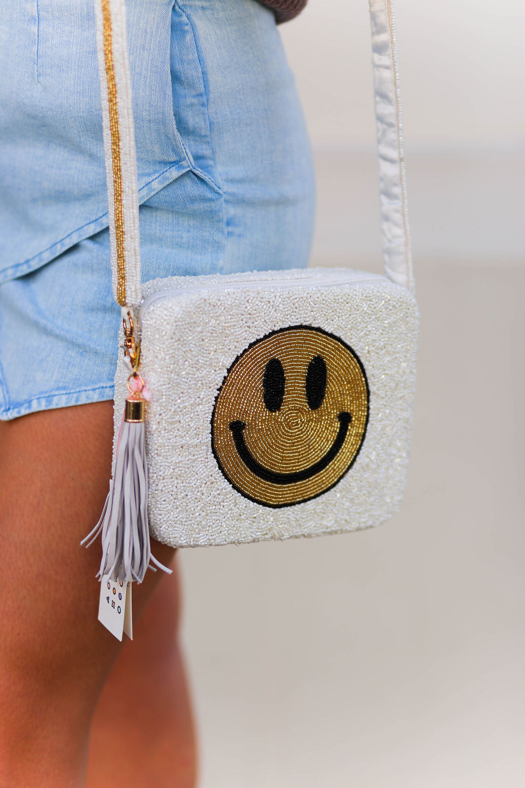 Tiana Designs Beaded Box Purse - Smiley Face - Shop Kendry Boutique