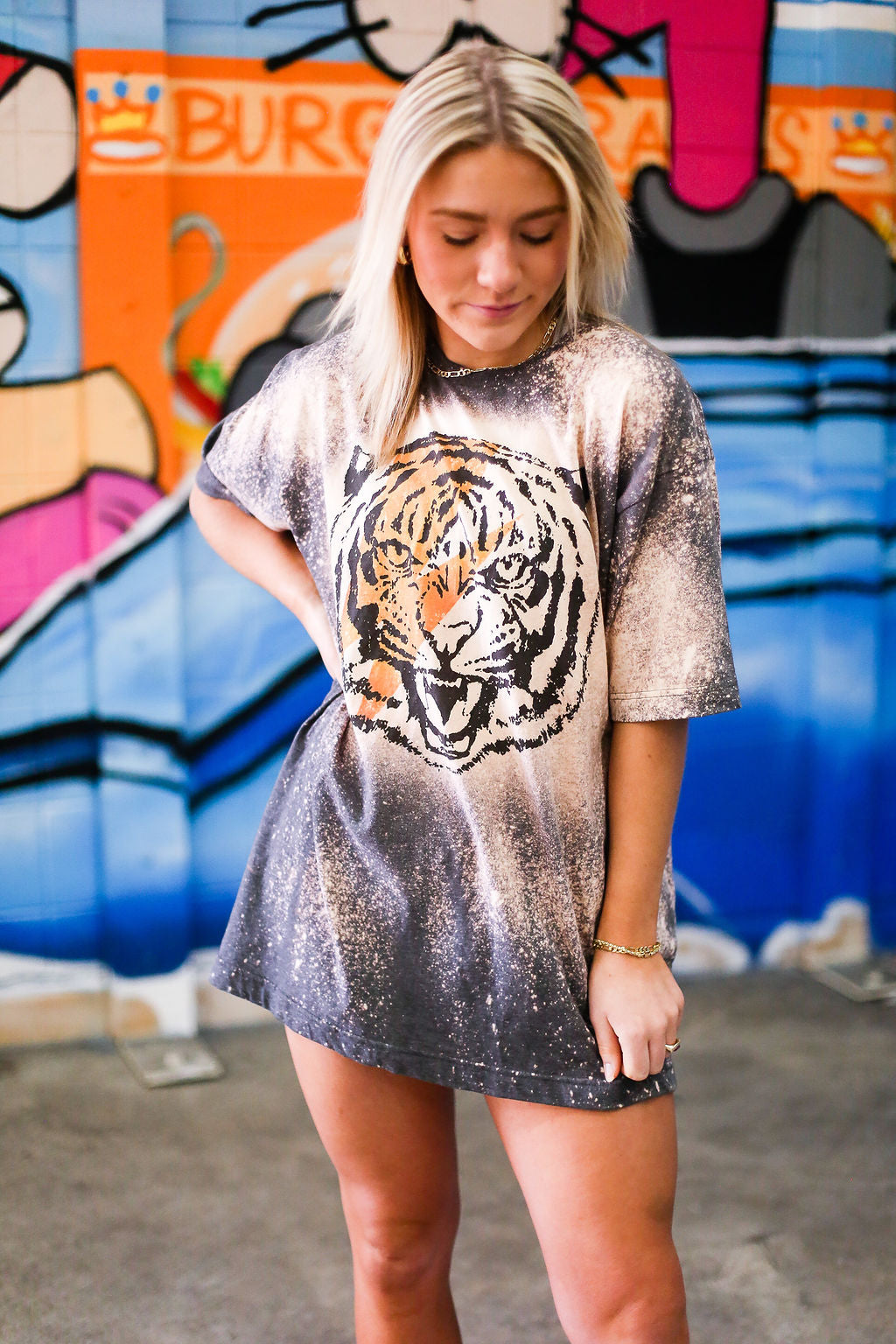 Tiger Lightning Bolt Acid Graphic Tee - Kendry Collection Boutique