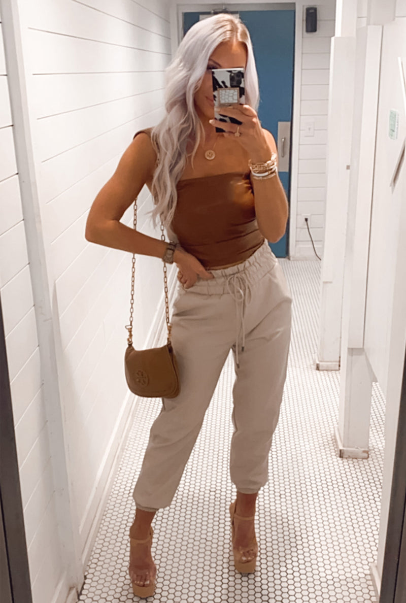 Toffee Brown Faux Leather Tube Top - Shop Kendry Collection Boutique