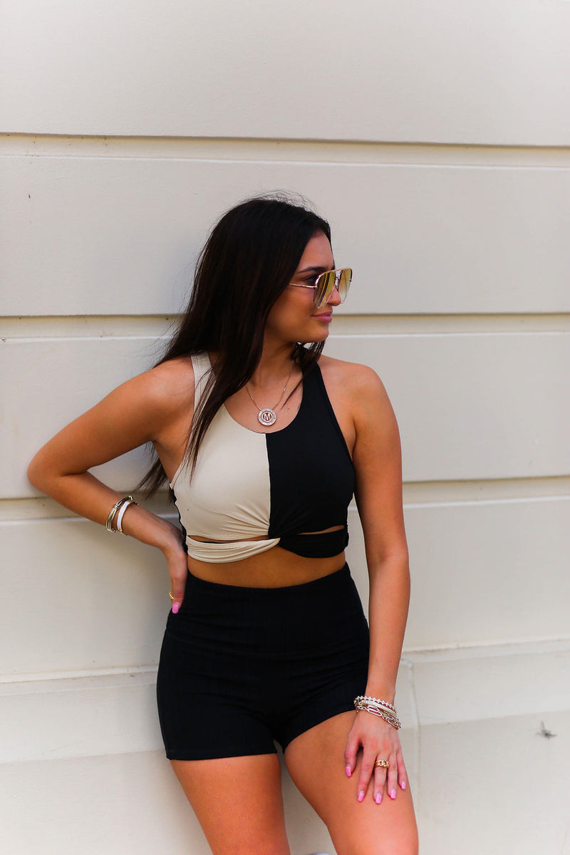 Two Toned Twisted Sports Bra - Shop Kendry Collection Boutique