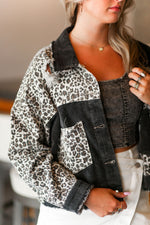 Vintage Black and Leopard Denim Jacket - Kendry Collection Boutique