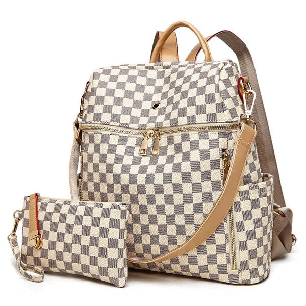 White Checkered Pattern Book Bag - Shop kendry Collection Boutique