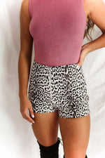 White Leopard Faux Leather Zip Up Shorts - Shop Kendry Collection Boutique