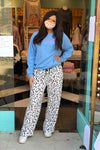 White Leopard Plush Pajama Pants