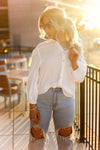 White Long Sleeve Button Down Top