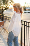 White Long Sleeve Button Down Top