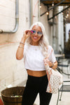 White Mesh Back Tie Athletic Crop Top - Shop Cute Styles From Kendry Collection Boutique