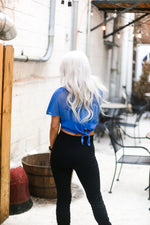 Blue Mesh Back Tie Athletic Crop Top - Shop Cute Styles From Kendry Collection Boutique