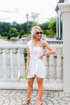 White One Shoulder Ruffle Mini Dress