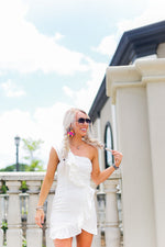 White One Shoulder Ruffle Mini Dress