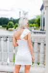 White One Shoulder Ruffle Mini Dress