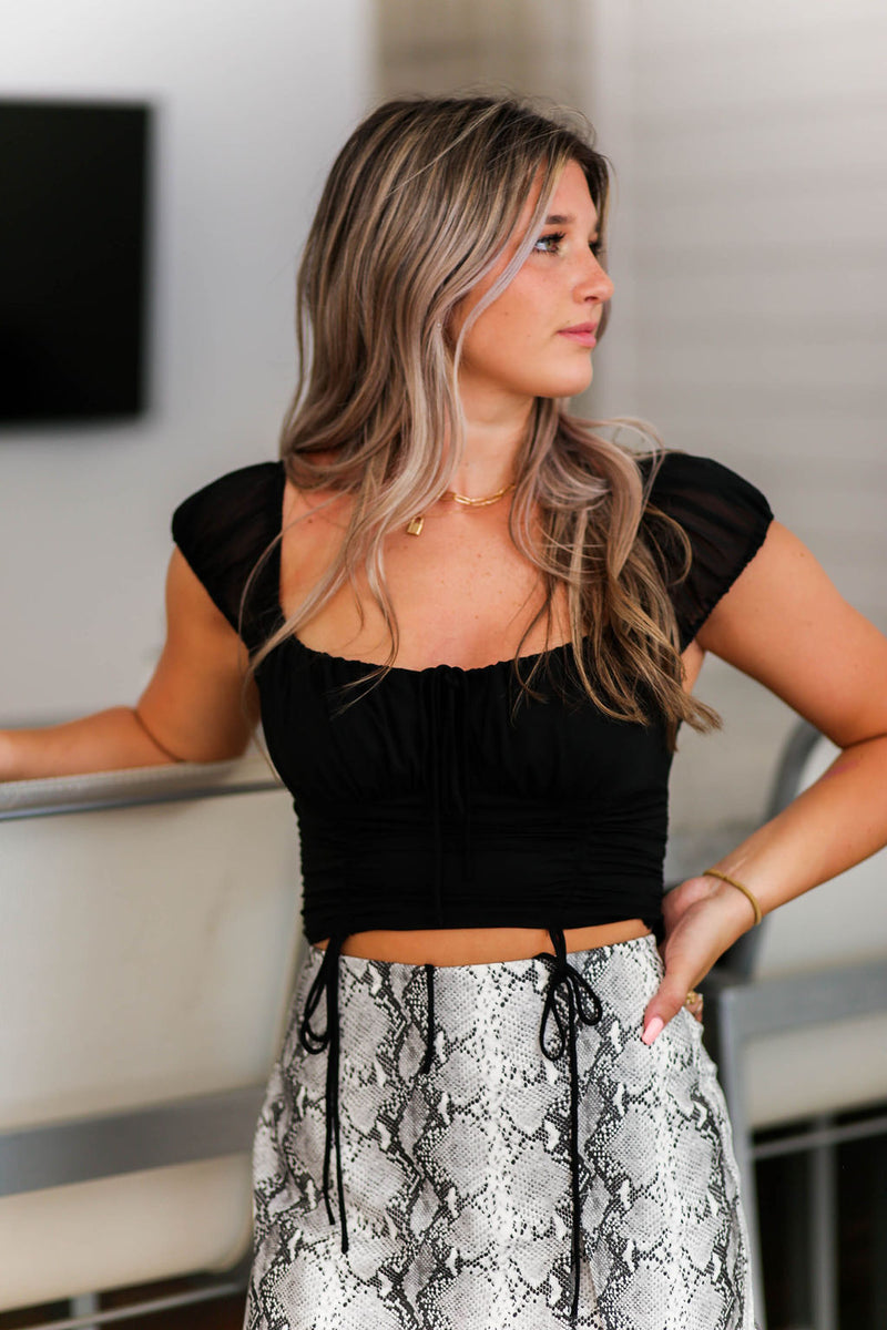 White Python Faux Leather Mini Skort - Shop Kendry Collection Boutique