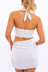 White Ruched Side Mini Skirt