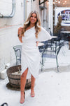 White Silk One Shoulder Midi Dress - Kendry Collection Boutique