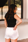 White Smocked High Waisted Athletic Shorts - Kendry Collection Boutique