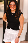 White Smocked High Waisted Athletic Shorts - Kendry Collection Boutique