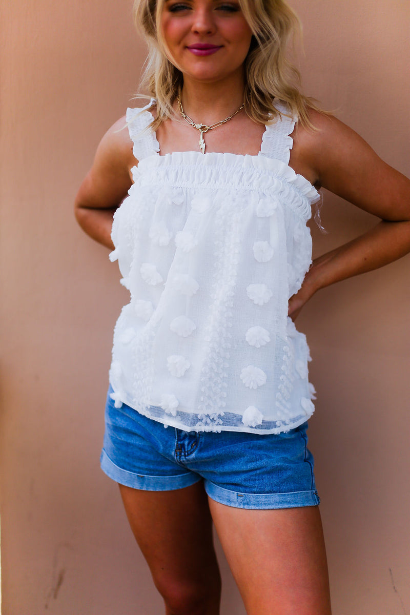 White Textured Babydoll Tank Top - Shop Kendry Collection Boutique