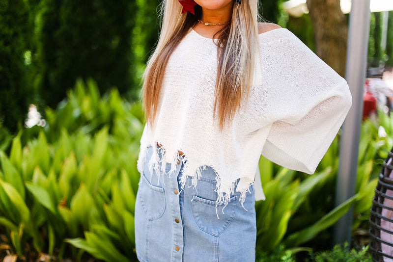 White Tie Back Knit Sweater - Kendry Collection Boutique