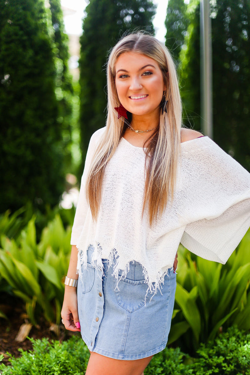 White Tie Back Knit Sweater - Kendry Collection Boutique