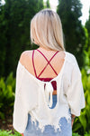 White Tie Back Knit Sweater - Kendry Collection Boutique