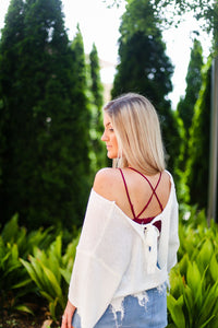 White Tie Back Knit Sweater - Kendry Collection Boutique