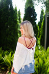 White Tie Back Knit Sweater - Kendry Collection Boutique