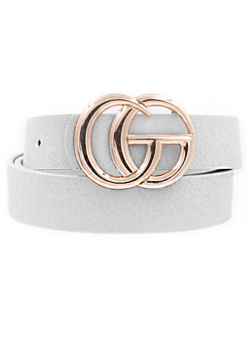 White Croc Pattern GG Belt With Gold Buckle - Kendry Collection Boutique
