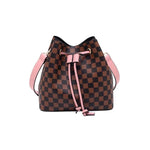 Brown and Pink Checkered Pattern Bucket Bag - Shop Kendry Collection Boutique
