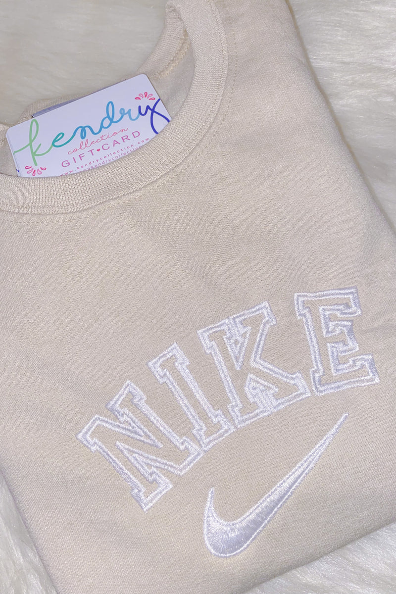 White and Tan Street Style Crewneck Sweatshirt