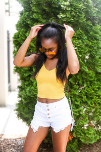 Yellow Acid Wash Ribbed Cropped Tank - Shop Kendry Collection Boutique