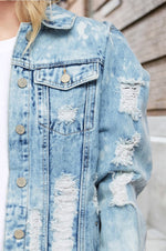 Shredded Denim Jacket, Distressed Denim Jacket, Blue Jean Jacket, Denim Outerwear, Trendy Denim Coat, Light Wash Denim Jacket - Shop unique jackets and coats for women online at kendry collection boutique