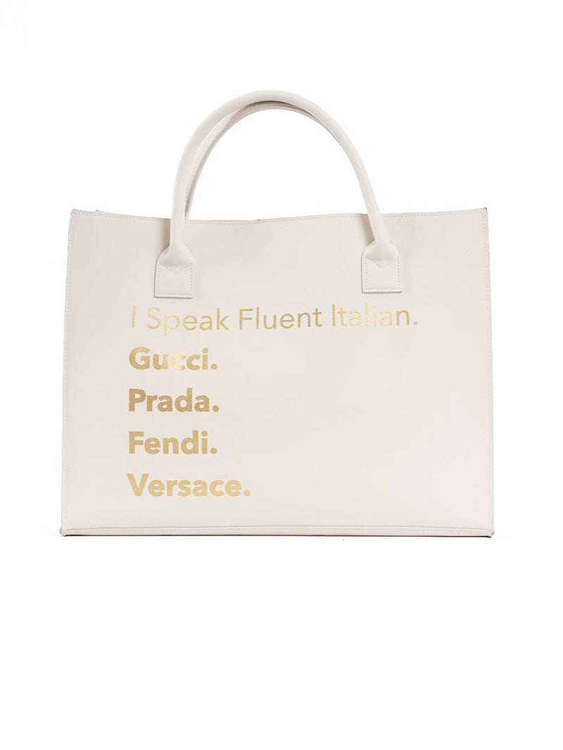 Fluent Italian Ivory Vegan Tote Bag