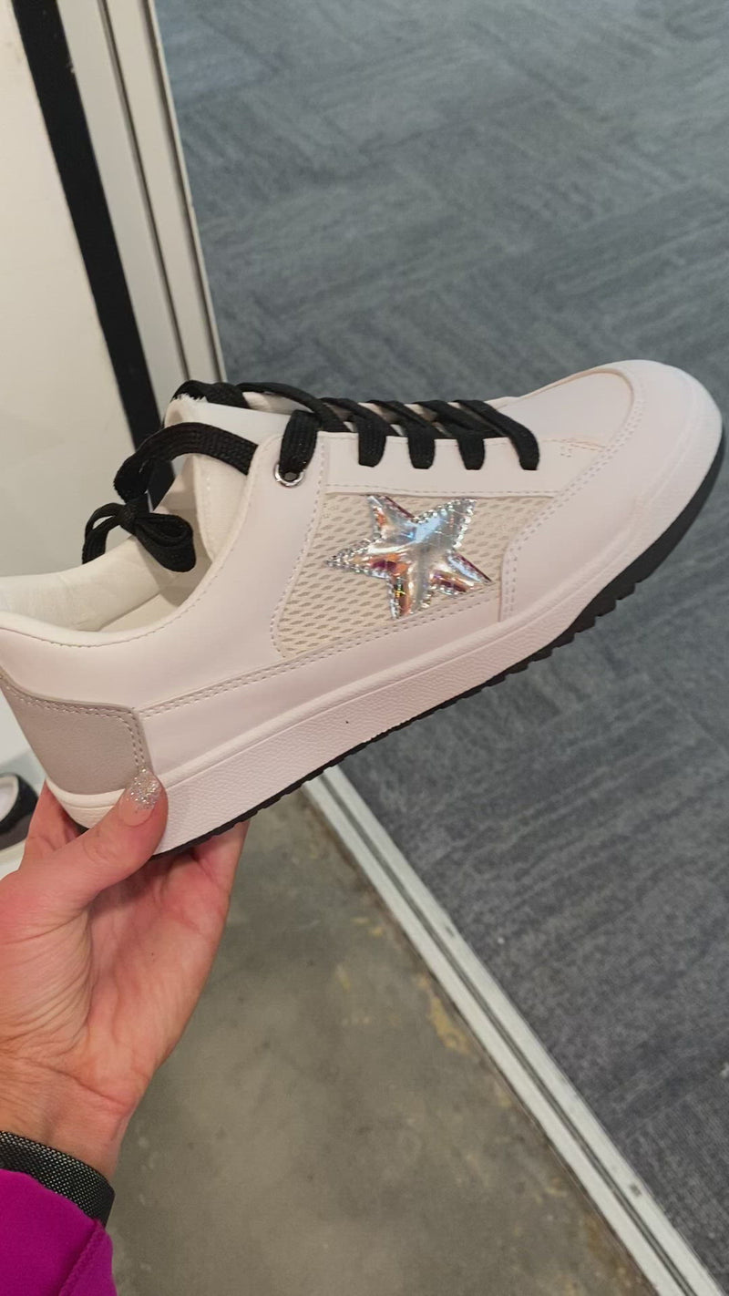 Perla White Chrome Star Low Top Vintage Havana Sneaker - Shop Kendry Collection Boutique