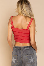Red Ruffle Textured Tank Top