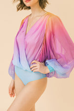 Sunset Ombre Sheer Sleeve Bodysuit