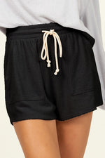 Snooze Button Black Drawstring Lounge Shorts